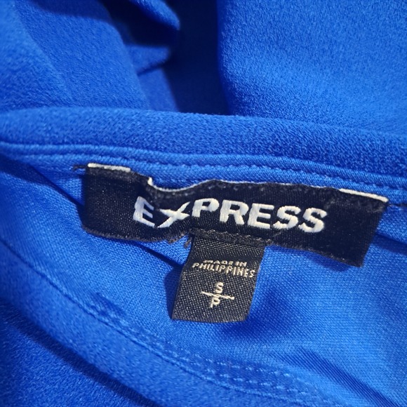 Express SMALL Sleeveless Jumpsuit Bright Blue Open Back Pockets V Neck - Picture 3 of 8